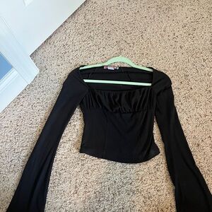 Urban Outfitters Black Flare Long Sleeve Women's Top
